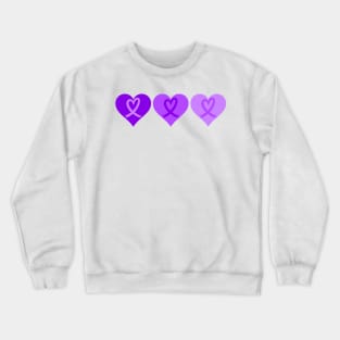 Purple Hearts with Purple Heart Awareness Ribbons Crewneck Sweatshirt